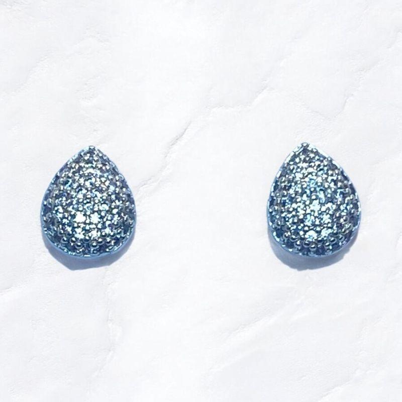 Brinco Gotas Cravejada Prata