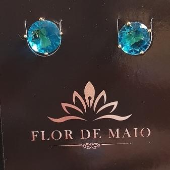 Brinco Pedra Azul Claro