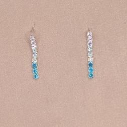 Brinco Pedra Azul e Rosa