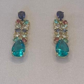 Brinco Pedras Coloridas