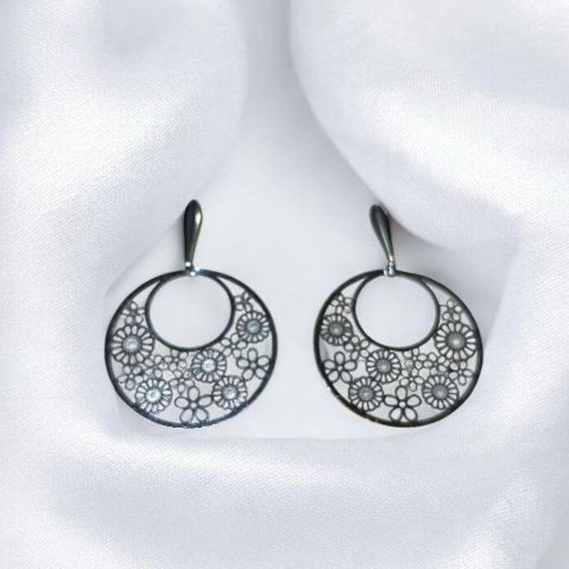 Brinco Redondo Vazado Grande Aço Inox