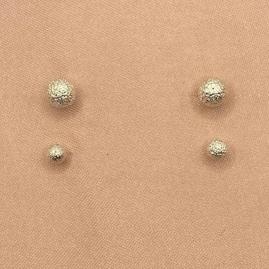 Brincos Dupla Bolinhas Prata