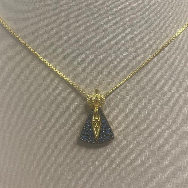 Corrente c/ Pingente Nossa Senhora Azul Coroa