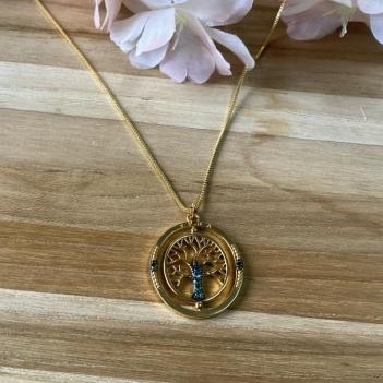 Corrente com Pingente Arvore Vida Giratoria