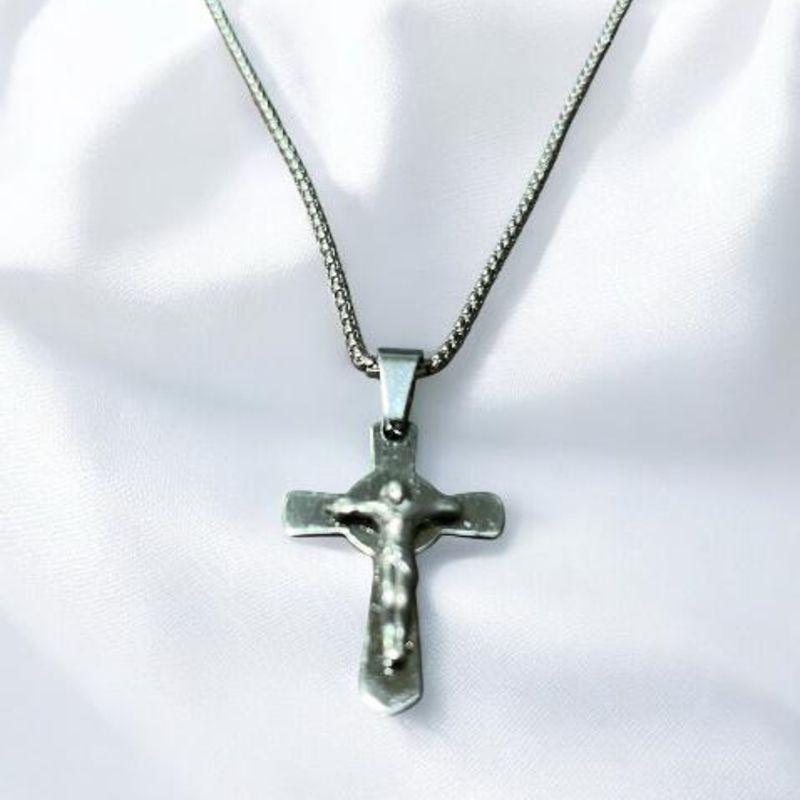 Corrente Fina Masculina c/ Crucifixo Aço Inox