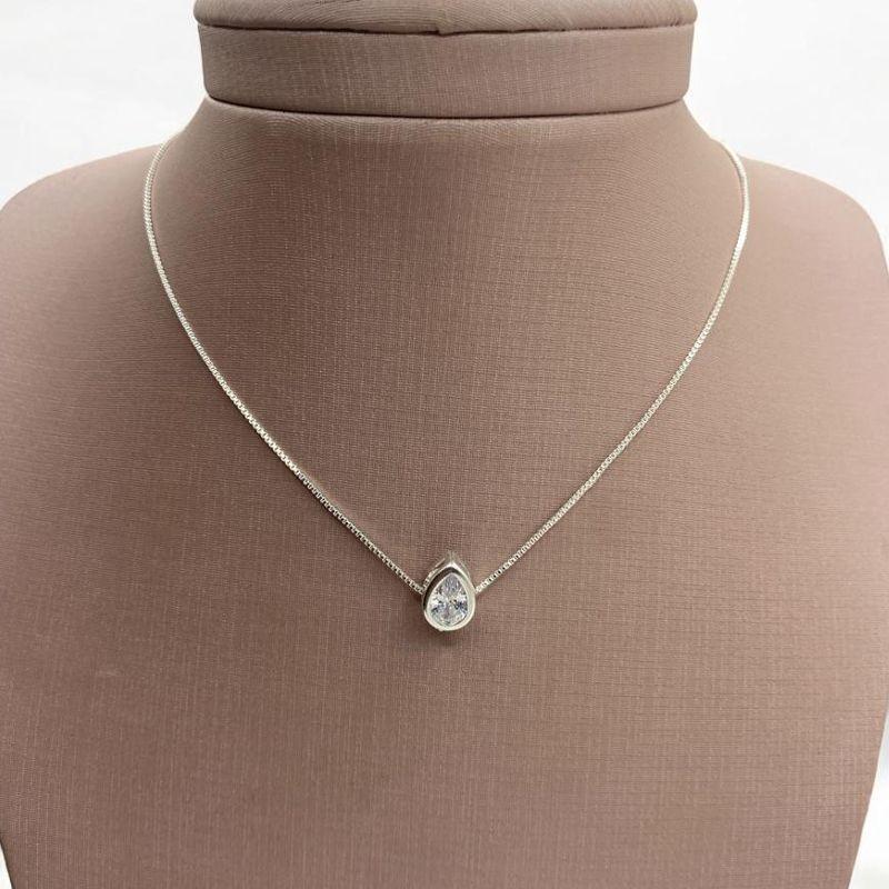 Corrente Gota Cristal sem Fecho Prata