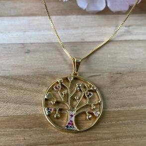 Corrente Pingente Arvore da Vida Cravejada