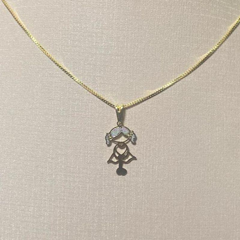 Corrente Pingente Menina Fino