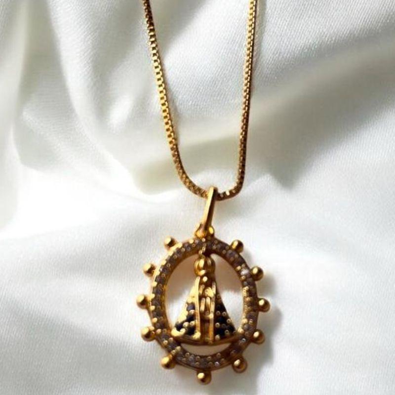 Corrente Veneziana c/ Pingente Nossa Senhora Azul