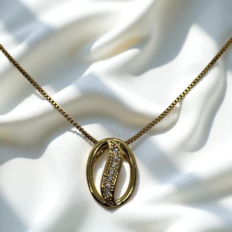 Corrente Veneziana c/ Pingente Redondo Faixa Brilhante