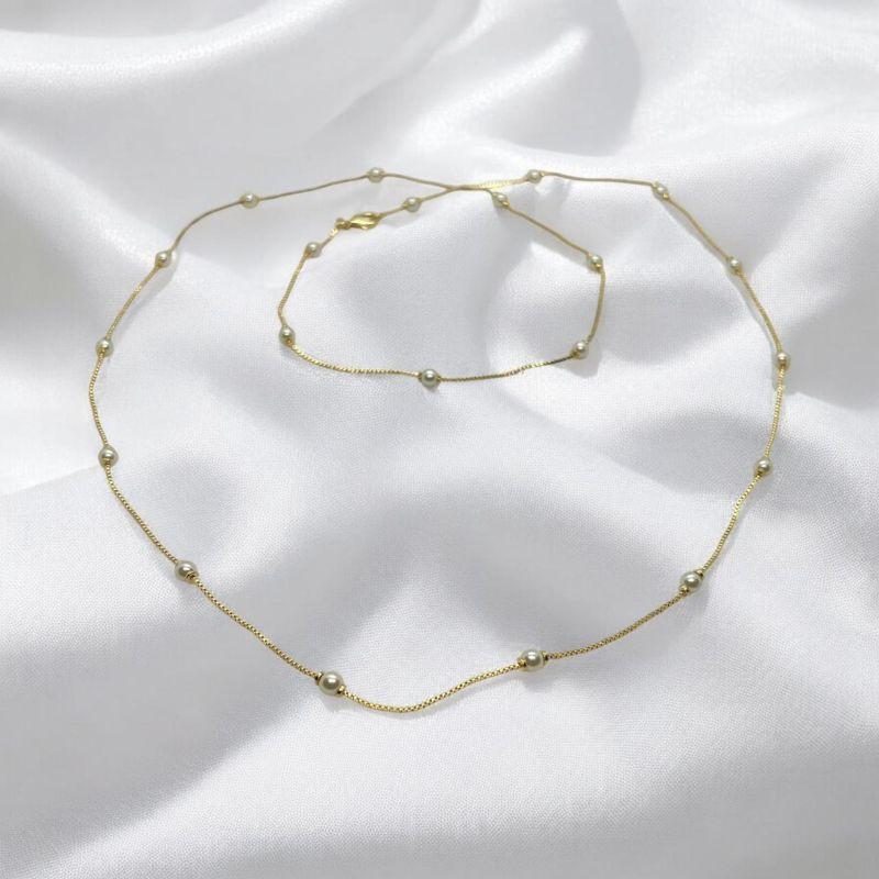 Corrente Veneziana com Perolas 4mm 80cm