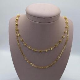 Gargantilha Dupla Elos Bolinhas