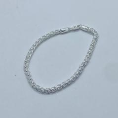 Pulseira de Corda Trançada 4mm Fecho Italiano 21 cm Prata