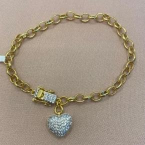 Pulseira Elo Portugues Coração Cravejado