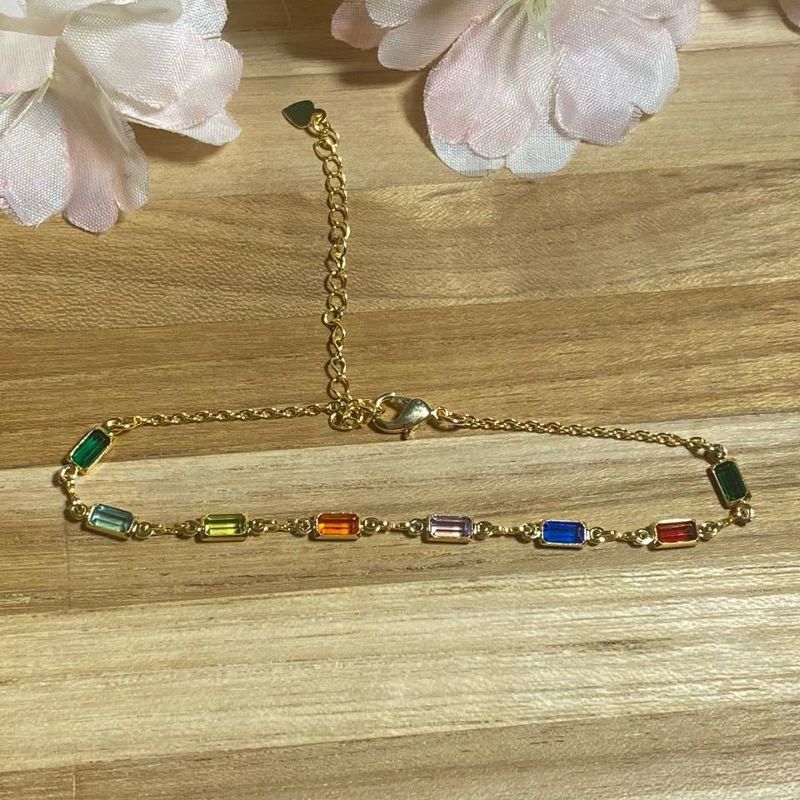 Pulseira Pedras Coloridas Retangulares