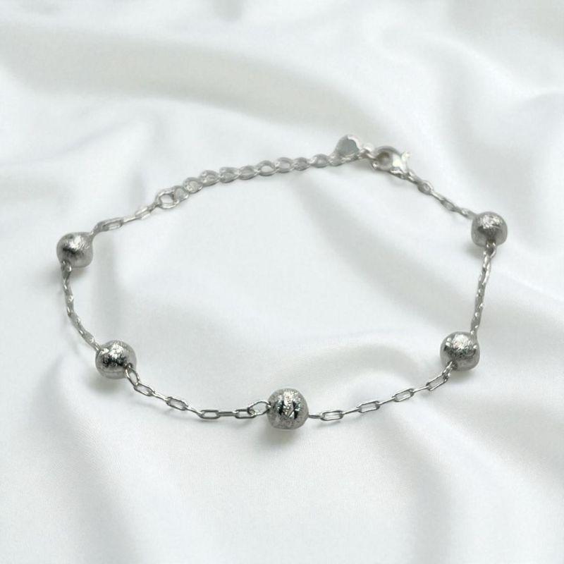 Pulseira Perolas Prata Detalhadas