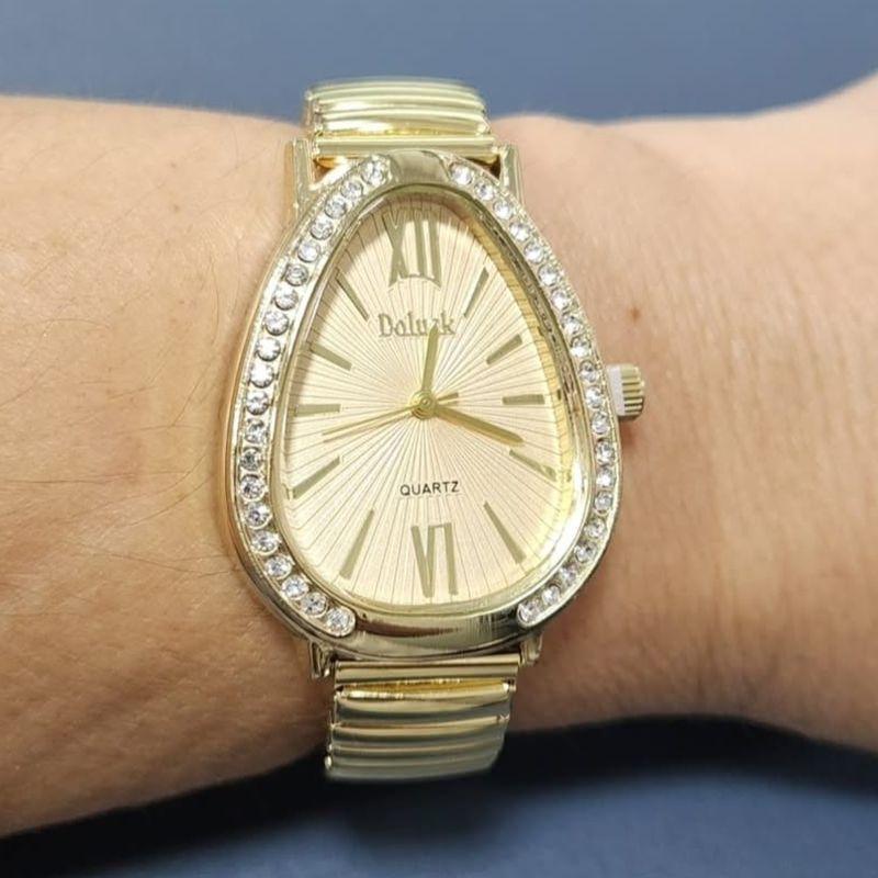 Relogio Oval Dourado c/ Strass