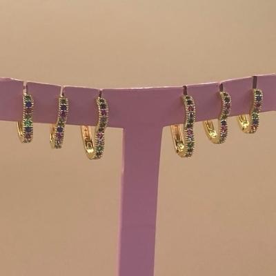 Trio Brinco Coração Zirconias Color