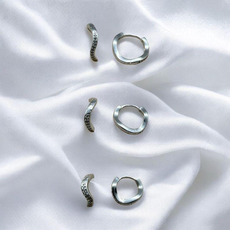 Trio Brinco de Argolas Onduladas