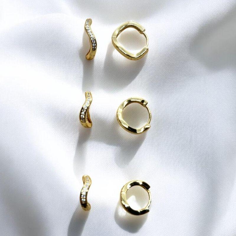 Trio Brinco de Argolas Onduladas