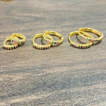 Trio Brincos Fileira Color