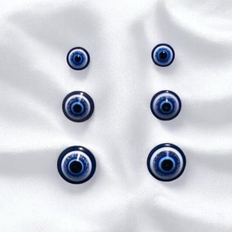 Trio Brincos Olho Grego Aço Inox