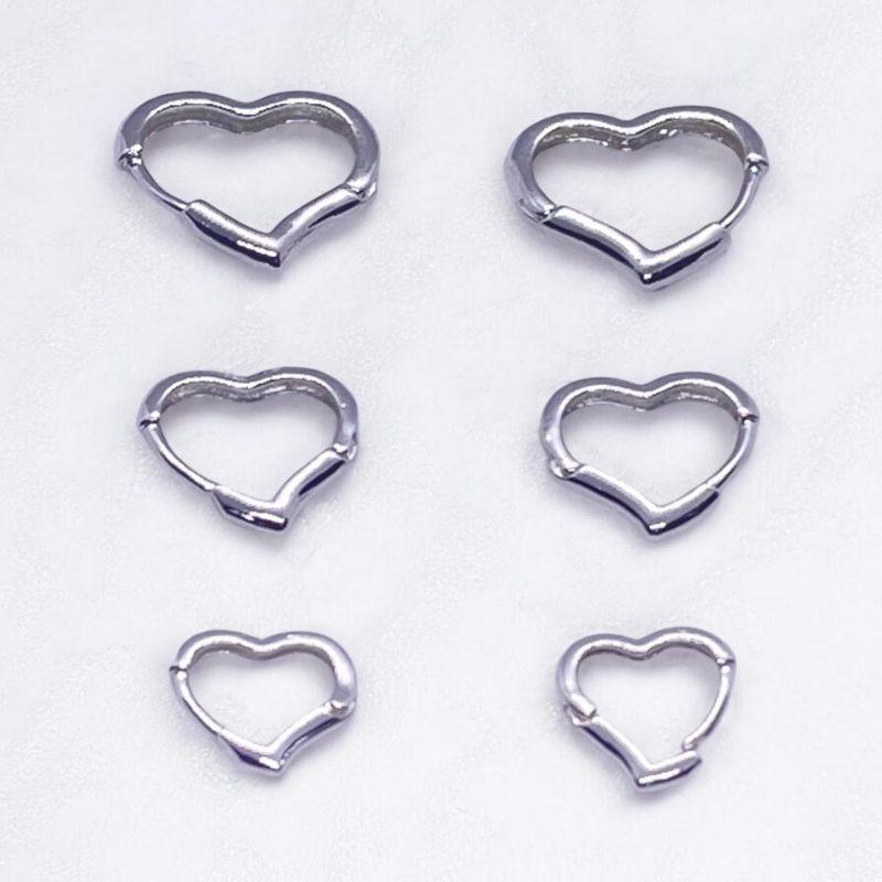 Trio de Brincos Corações Prata