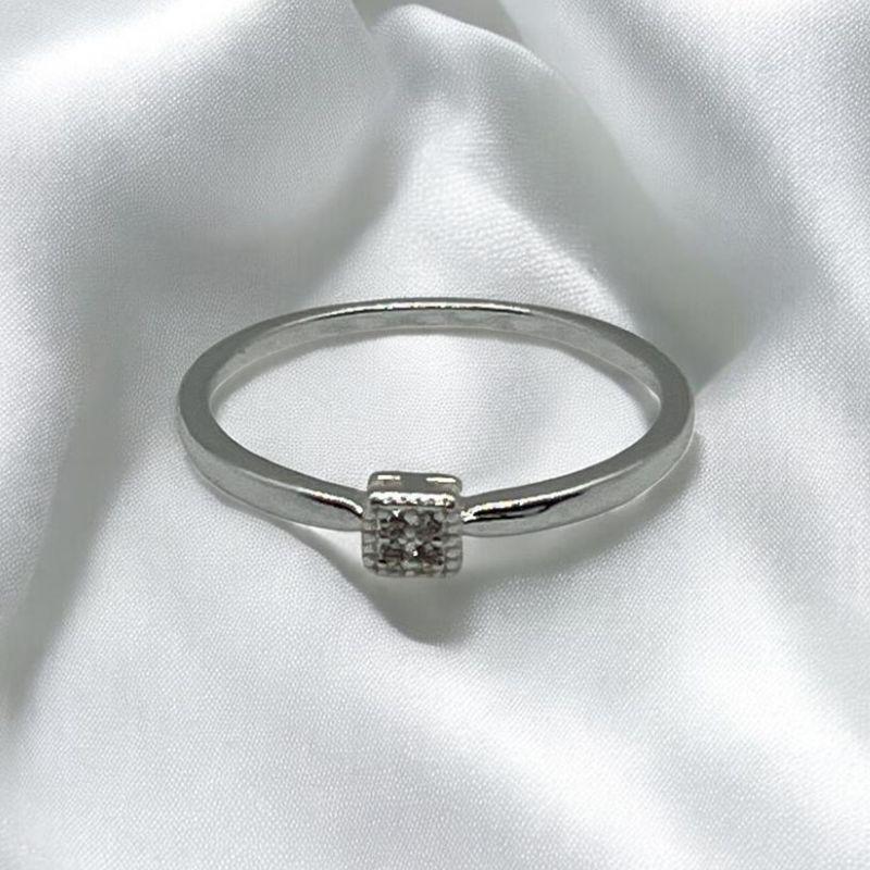 Anel 4 Zircônias Quadrado Revestidas