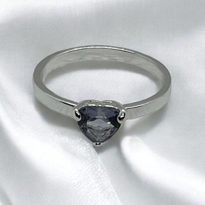 Anel Coração Pedra Roxo Claro