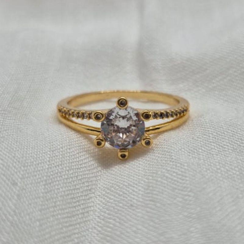 Anel Solitário 6 Pontas