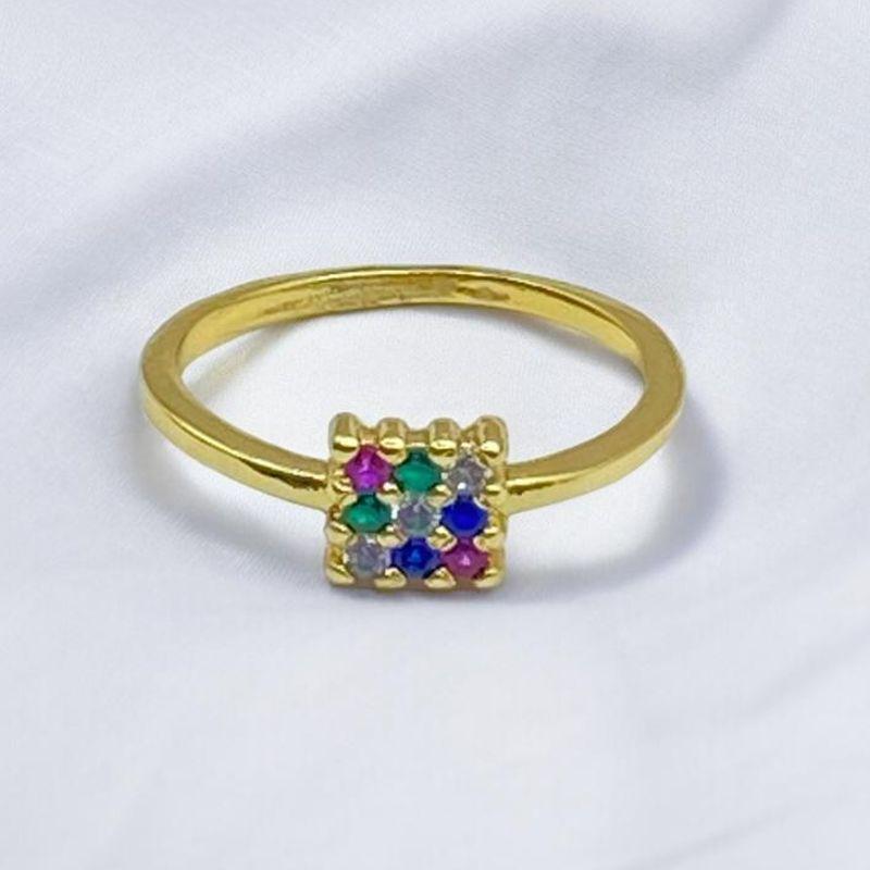 Anel c/ Quadrado de Pedra Coloridas