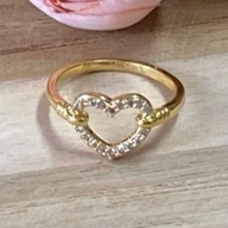 Anel Coração Vazado Cravejado
