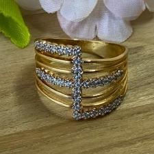 Anel Cruz Zirconias Estilizada