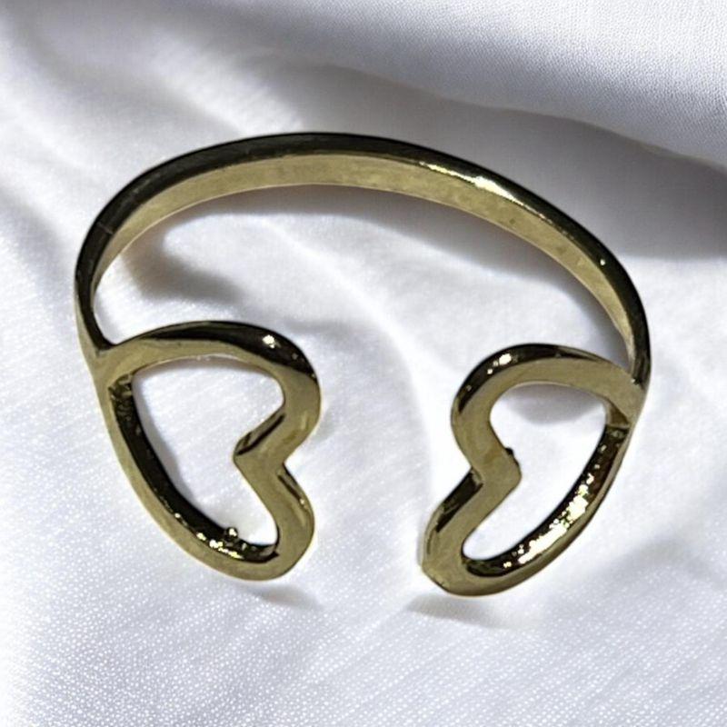 Anel Duplo Coração Aberto