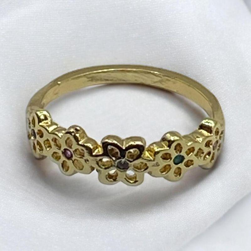 Anel Flores Pedra Coloridas