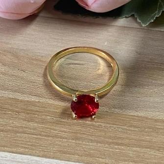 Anel Solitário Vermelho