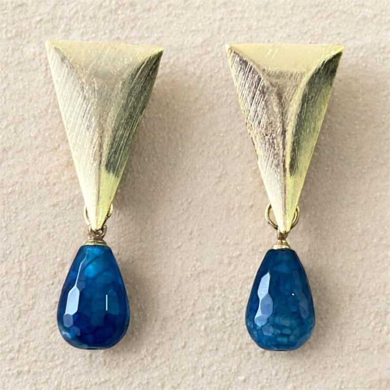 Brinco Chapeado c/ Gota Azul Marmorizado