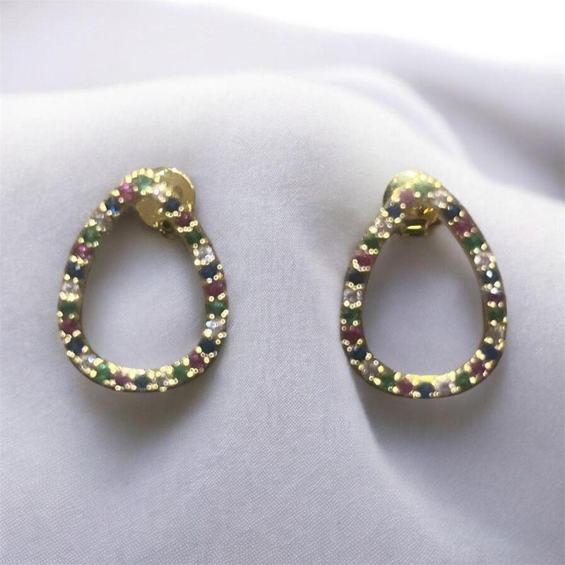 Brincos Gotas c/ Zircônias Coloridas 