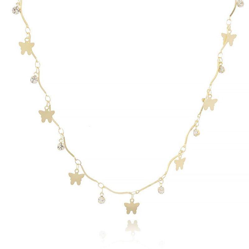 Colar Borboleta Pedras Cristais