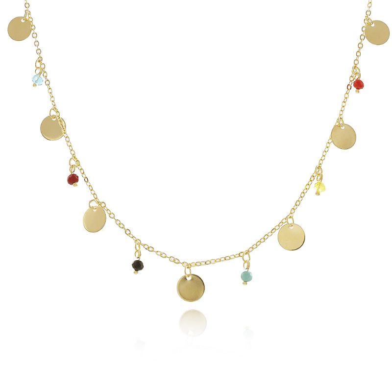 Colar Chapinha e Pedras Coloridas