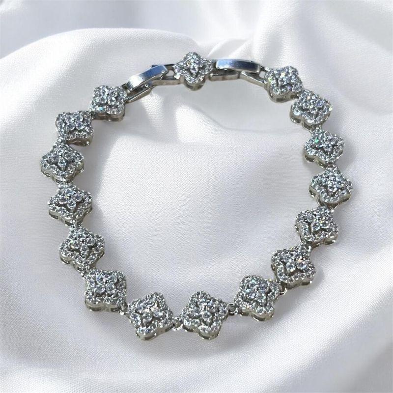 Pulseira Brilhantes Losango Aço Inox