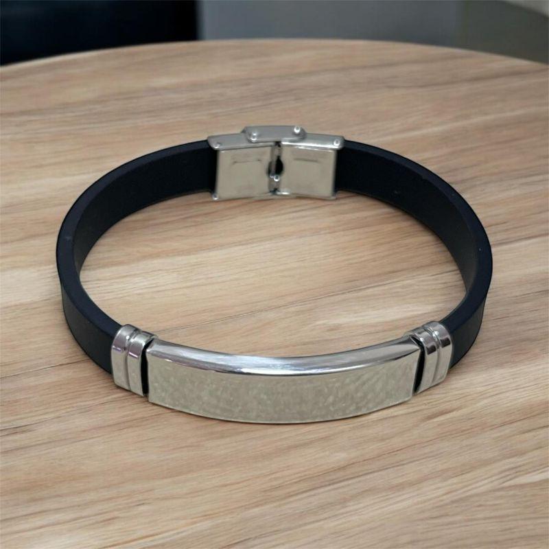 Pulseira Emborrachada com Placa Lisa