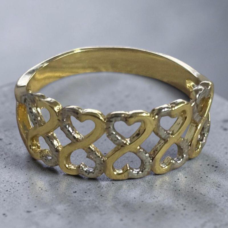 Anel Corações Duplos c/ Rodio