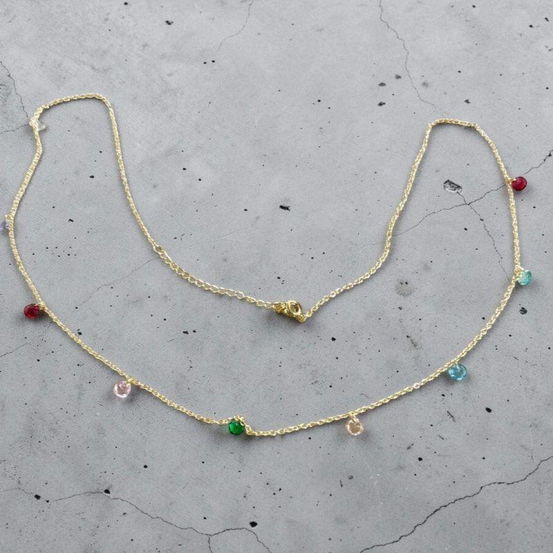 Corrente Comprida c/ Pedras Coloridas