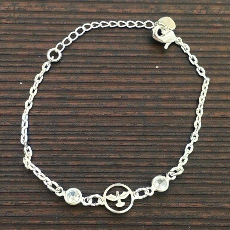 Pulseira Infantil Cartier c/ Espirito Santo Vazado + 2 Tiffanys Cristal