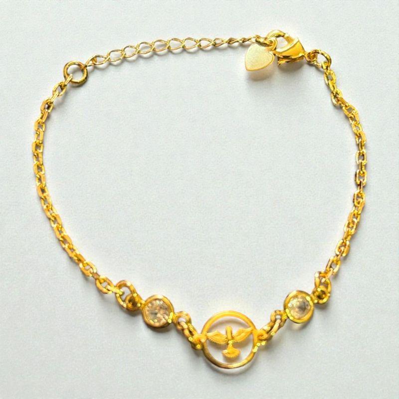 Pulseira Infantil Cartier c/ Espirito Santo Vazado + 2 Tiffanys Cristal