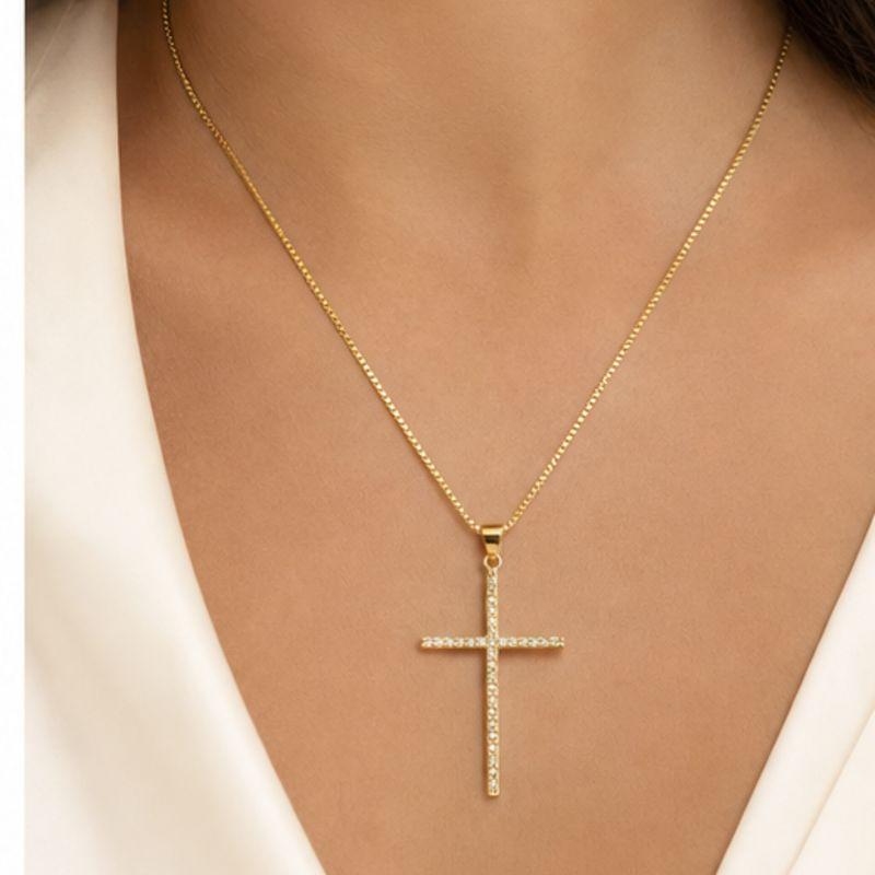 Corrente Veneziana Pingente Crucifixo Grande Brilhantes