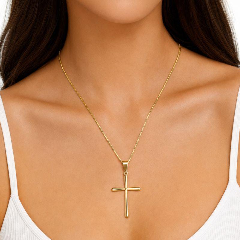 Corrente Veneziana Pingente Crucifixo Grande Liso