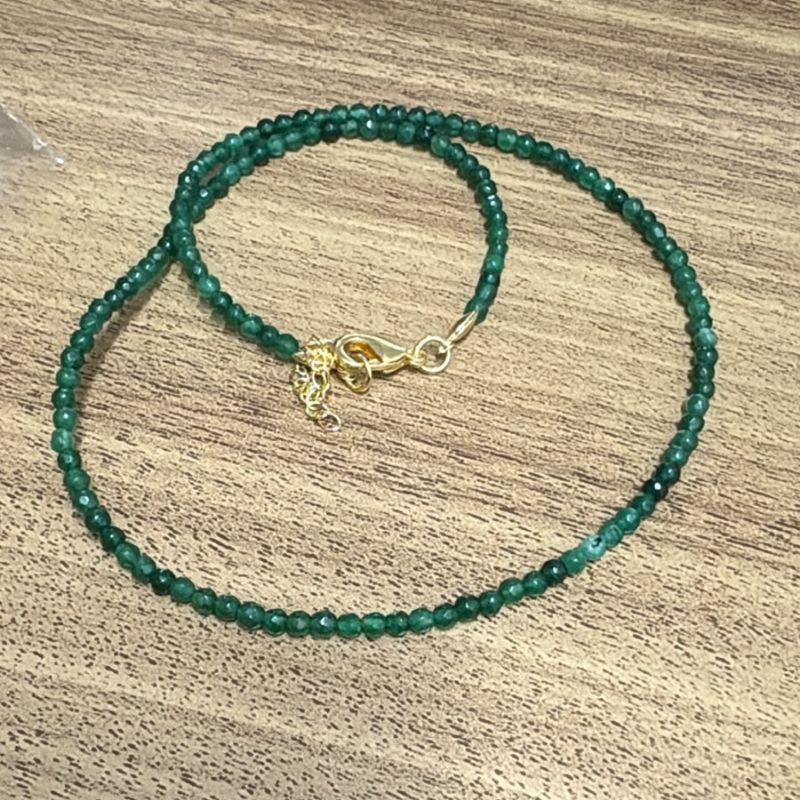 Colar Pedras Jade Esmeralda 3mm