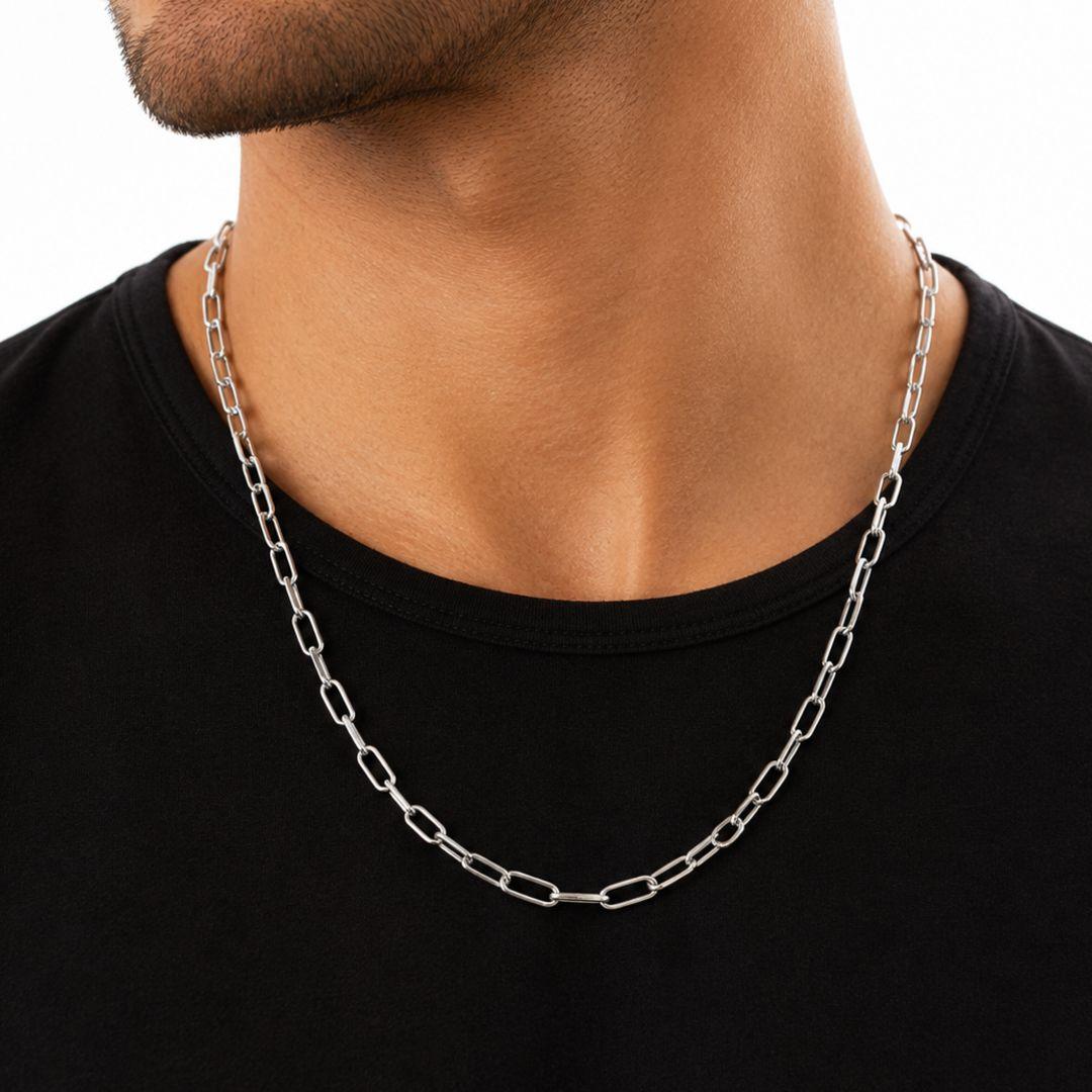 Corrente Cartier Elo Oval 4x10mm Masculino Prata